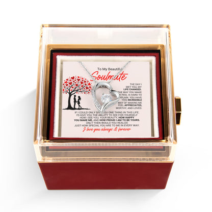 To My Soulmate Necklace Gift for Fiancee Future Wife - Romantic Soulmate Jewelry for Her - Anniversary Birthday Message Card Gift