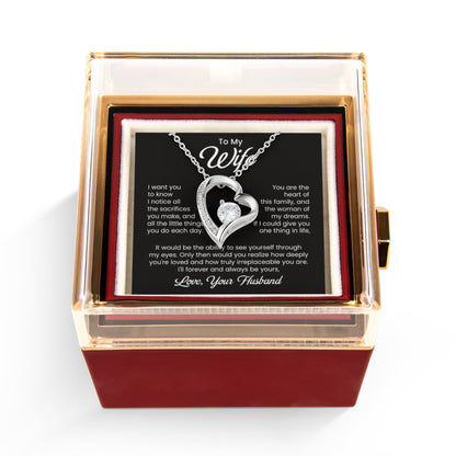 To My Wife Gifts From Husband, Wife Gift Necklace For Women Necklace For Wife , Birthday Gifts For Wife with Rotating Rose Box