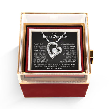 To My Bonus Daughter Necklace – Meaningful Gift in Rotating Rose Box
