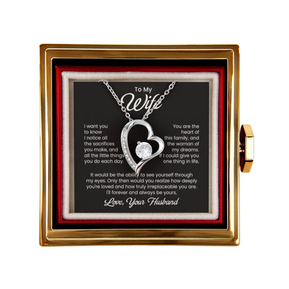 To My Wife Gifts From Husband, Wife Gift Necklace For Women Necklace For Wife , Birthday Gifts For Wife with Rotating Rose Box