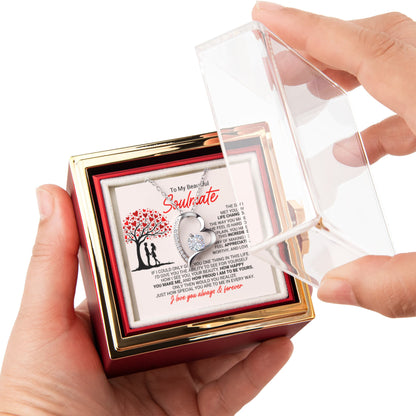 To My Soulmate Necklace Gift for Fiancee Future Wife - Romantic Soulmate Jewelry for Her - Anniversary Birthday Message Card Gift