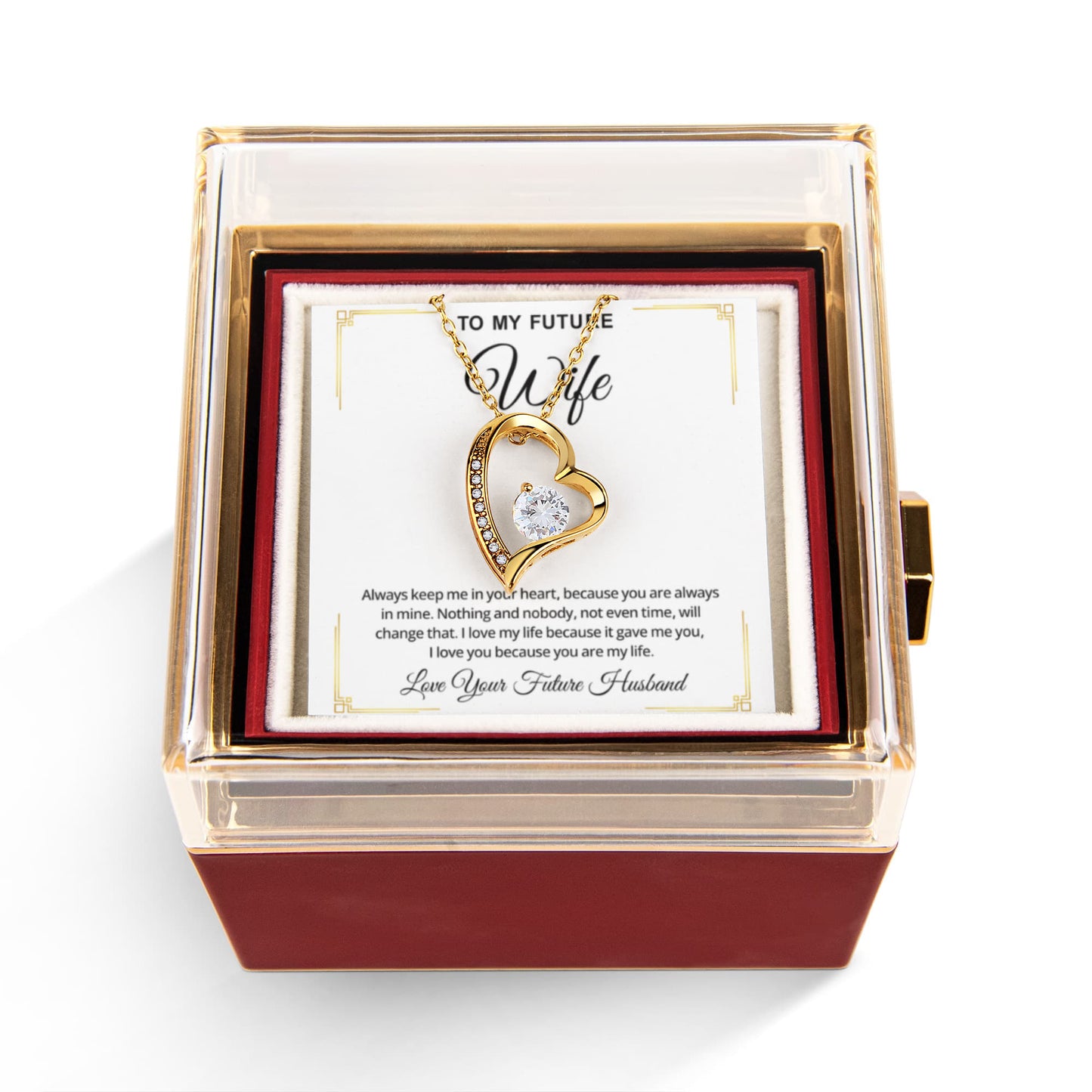 To My Future Wife Necklace with Rose Gift Box – Romantic Promise Jewelry for Fiancée & Soulmate