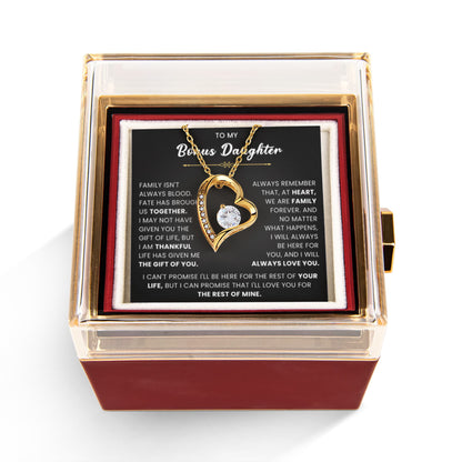 To My Bonus Daughter Necklace – Meaningful Gift in Rotating Rose Box