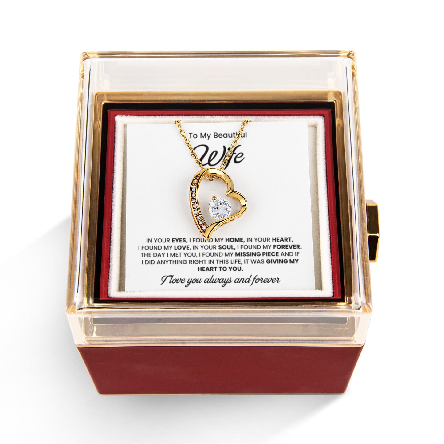 Gifts For Wife, Valentines Day Gifts, Anniversary Jewelry with Rotating Rose Box
