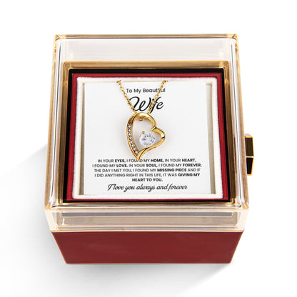 Gifts For Wife, Valentines Day Gifts, Anniversary Jewelry with Rotating Rose Box