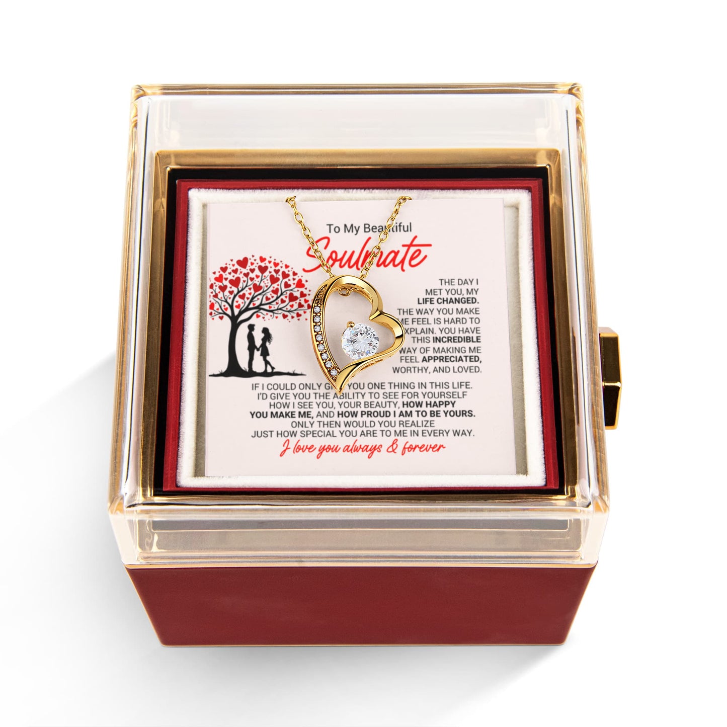 To My Soulmate Necklace Gift for Fiancee Future Wife - Romantic Soulmate Jewelry for Her - Anniversary Birthday Message Card Gift