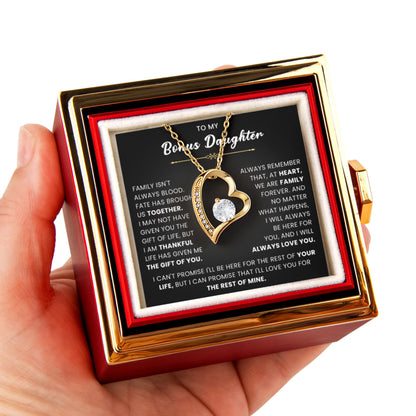 To My Bonus Daughter Necklace – Meaningful Gift in Rotating Rose Box