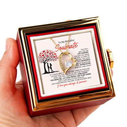 To My Soulmate Necklace Gift for Fiancee Future Wife - Romantic Soulmate Jewelry for Her - Anniversary Birthday Message Card Gift