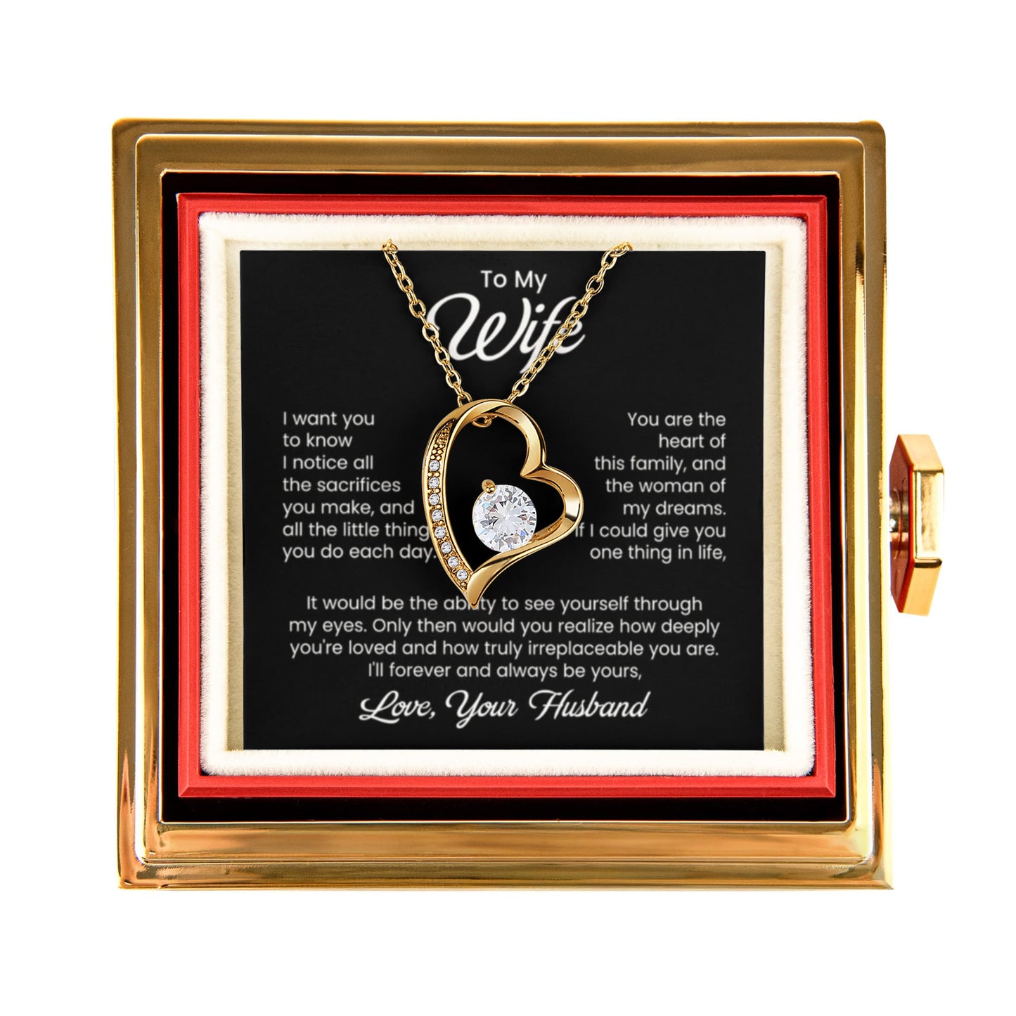 To My Wife Gifts From Husband, Wife Gift Necklace For Women Necklace For Wife , Birthday Gifts For Wife with Rotating Rose Box