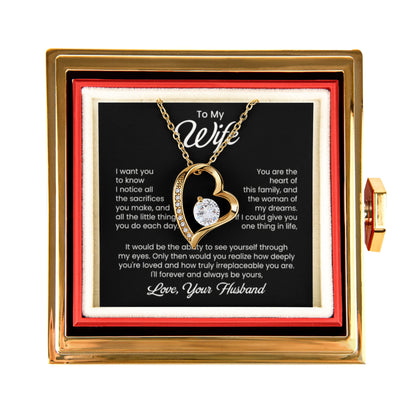 To My Wife Gifts From Husband, Wife Gift Necklace For Women Necklace For Wife , Birthday Gifts For Wife with Rotating Rose Box