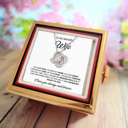 To My Wife Necklace | Gift for Wife Anniversary | Rotating Rose Box