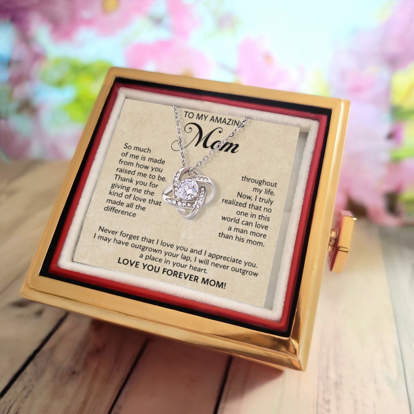 To My Amazing Mom Necklace Gifts - Rotating Rose Box - Mothers Day Present