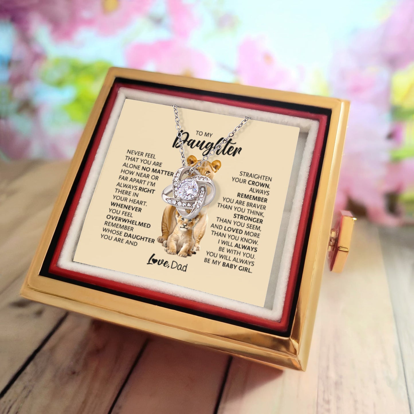Daughter Graduation Gift 2026 | Proud Dad to Daughter Necklace | Rotating Rose Box