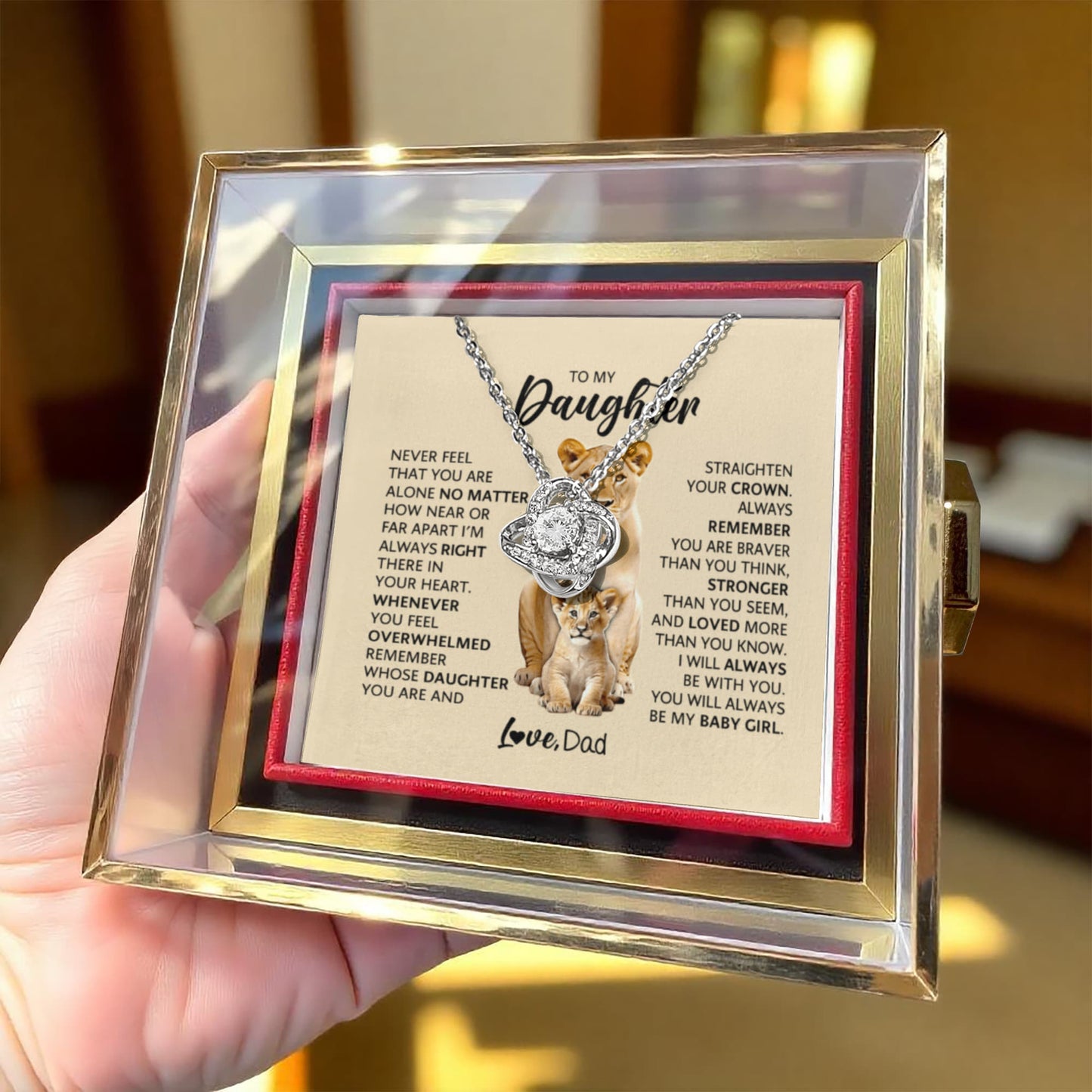 Daughter Graduation Gift 2026 | Proud Dad to Daughter Necklace | Rotating Rose Box