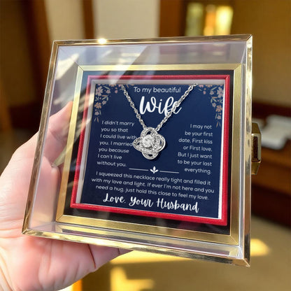 To My Wife Necklace Gift for Wife Anniversary Birthday Message Card Jewelry - Romantic Gift from Husband to Wife - Rotating Rose Box