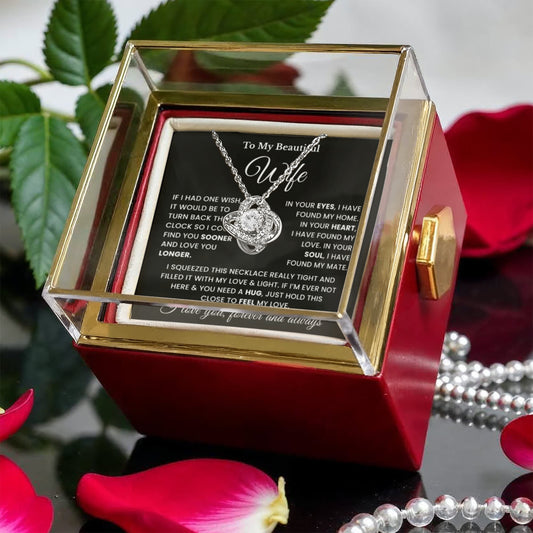 To My Soulmate Wife Gift | Romantic Necklace from Husband - Rotating Rose Gift Box