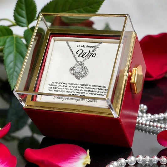 To My Wife Necklace | Gift for Wife Anniversary | Rotating Rose Box