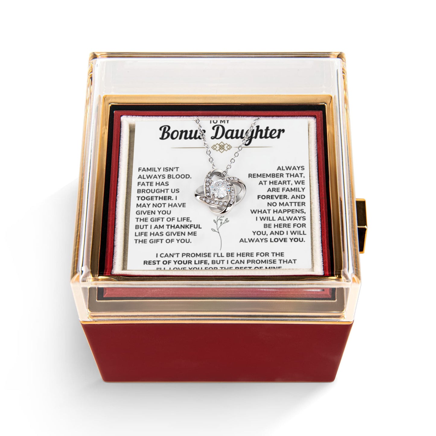 To My Bonus Daughter - You Will Always Be My First Child - Love Knot Necklace