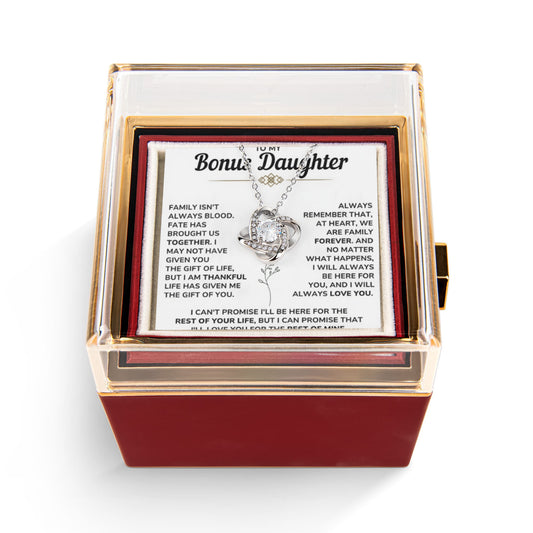 To My Bonus Daughter - You Will Always Be My First Child - Love Knot Necklace