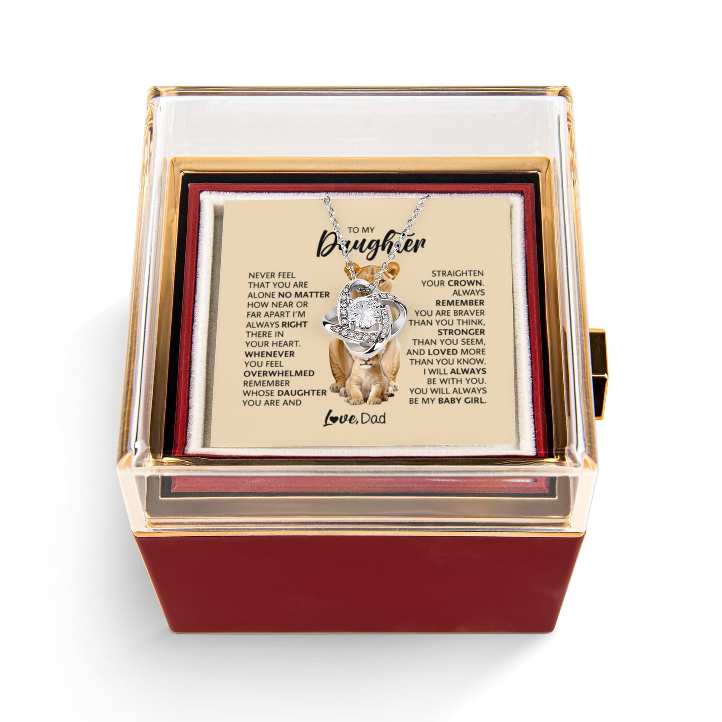 Daughter Graduation Gift 2026 | Proud Dad to Daughter Necklace | Rotating Rose Box