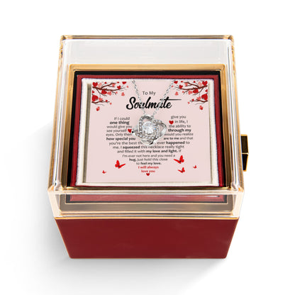 Gifts for Soulmate - Love Knot Necklace - Rotating Rose Box