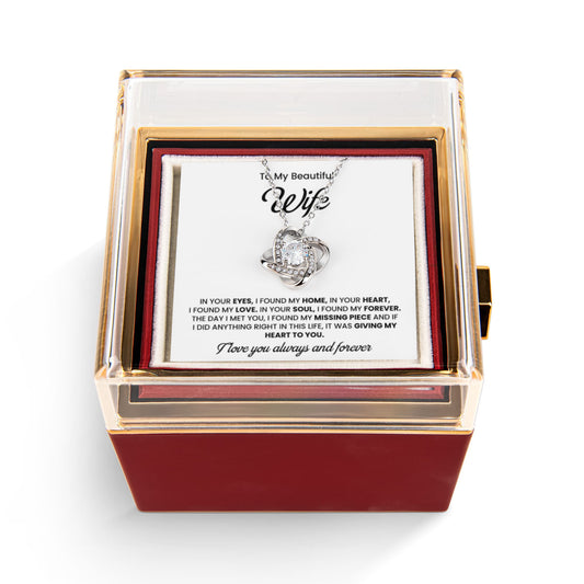 To My Wife Necklace | Gift for Wife Anniversary | Rotating Rose Box