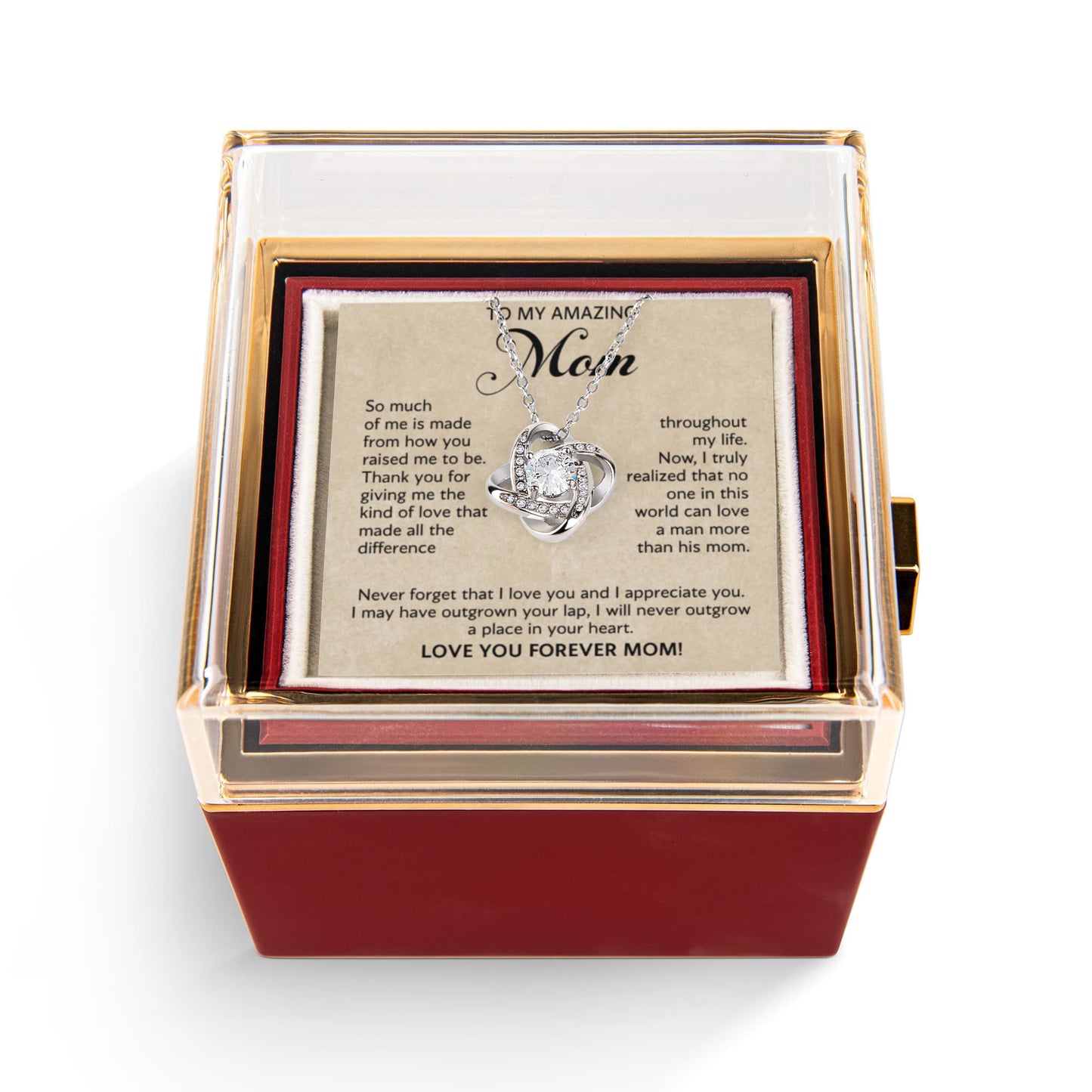 To My Amazing Mom Necklace Gifts - Rotating Rose Box - Mothers Day Present