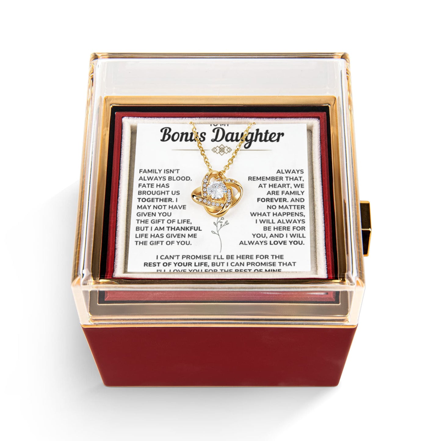 To My Bonus Daughter - You Will Always Be My First Child - Love Knot Necklace