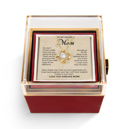 To My Amazing Mom Necklace Gifts - Rotating Rose Box - Mothers Day Present