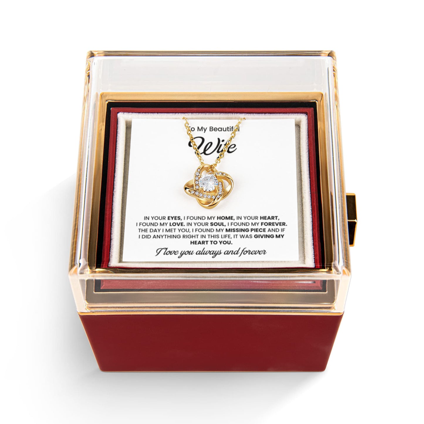 To My Wife Necklace | Gift for Wife Anniversary | Rotating Rose Box