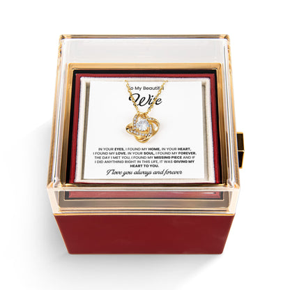 To My Wife Necklace | Gift for Wife Anniversary | Rotating Rose Box