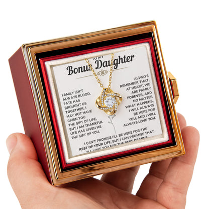 To My Bonus Daughter - You Will Always Be My First Child - Love Knot Necklace