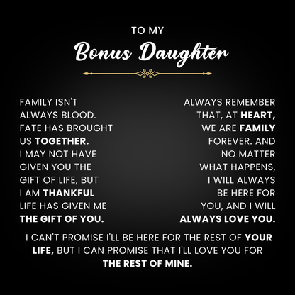 To My Bonus Daughter Necklace – Heart Rose Box Gift from Mom or Dad